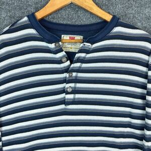 Vintage 90s Levi's Horizontal Striped Henley Shirt Large Blue White
